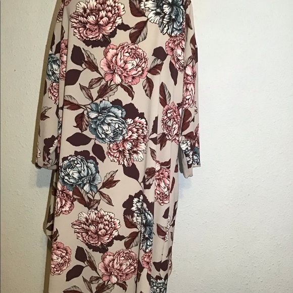 Lularoe long floral open front duster/cardigan - Picture 2 of 8